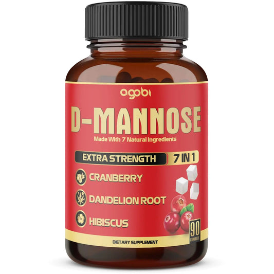 agobi D-Mannose Capsules - 7 Herbs with Cranberry, Dandelion, Hibiscus and More - Support Flush Impurities and Urinary Tract Health - 90 Vegan Capsules 3-Month Supply agobiAU supplements