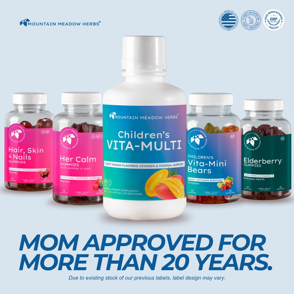 Mountain Meadow Herbs Children's Vita-Multi: Blended Vitamin & Mineral Supplement - Fast Absorbing Liquid Kids Vitamins with Fruits, Greens, and Eye-Protecting Lutein (16 oz.) Mountain Meadow Herbs Au supplements