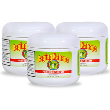 Raging Kakapo Pain Relief Cream 3 Pack - Sore Muscles, Joint Pain & Aches - Odor Free, Non-Greasy Pain Cream - Histamine Dihydrochloride, Capsaicin, Emu Oil, Arnica & More, 4 oz. Jar Raging Kakapo Au supplements