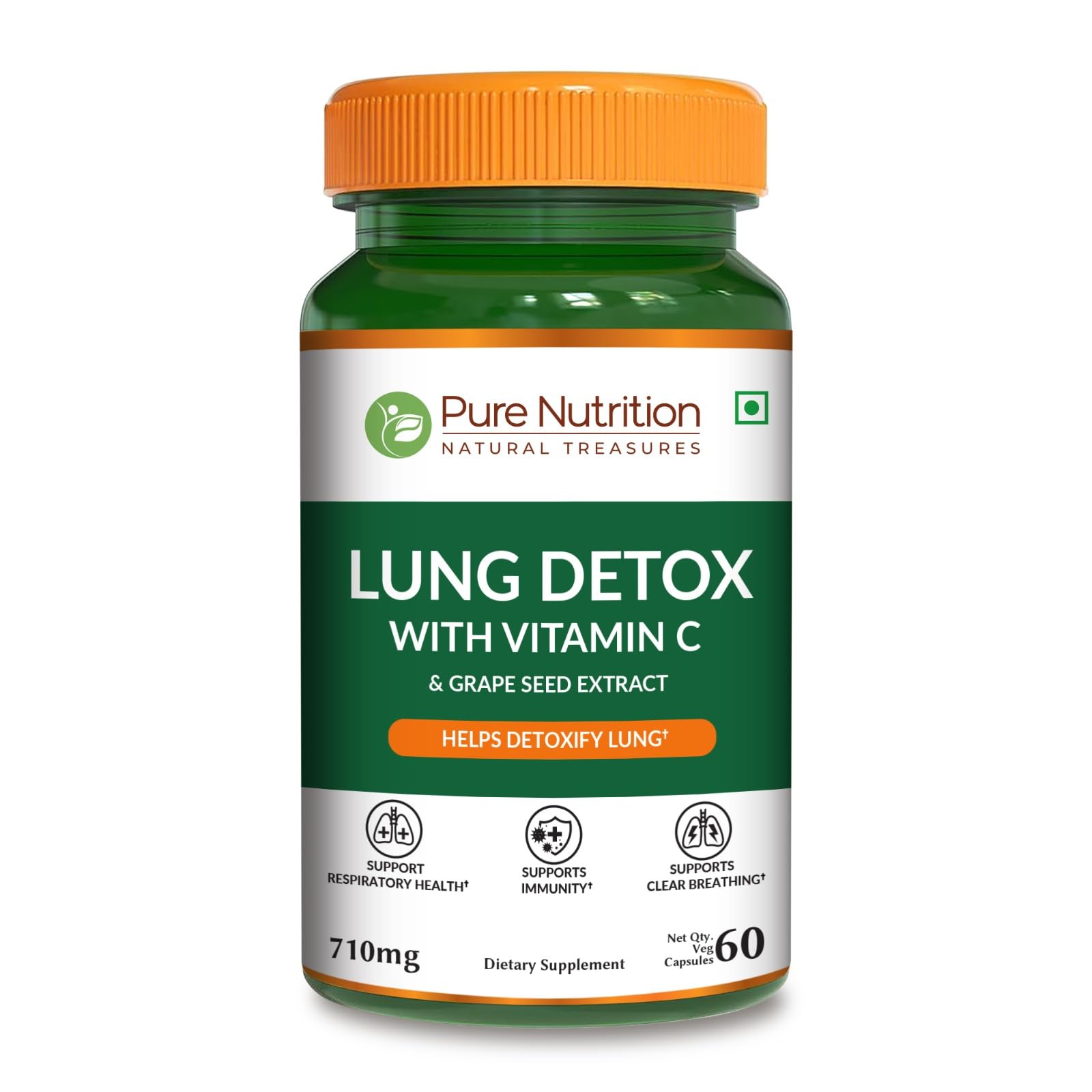 Pure Nutrition Lung Health Supplement | 60 Caps | Herbal Lung Support Formula with Quercetin, Vitamin C, Nettle, Vasaka Leaf, Lotus, Licorice & Ginger. PURE NUTRITION NATURAL TREASURES Au supplements