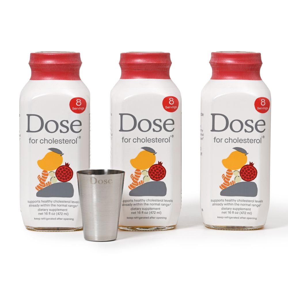 DOSE for Cholesterol Supplements Maintain Healthy Cholesterol Levels and Supports Cardiovascular Health Gluten-Free Vegan Zero Sugar, 16oz Bottle, 3 Pack (3 Week Supply) DOSE Au supplements