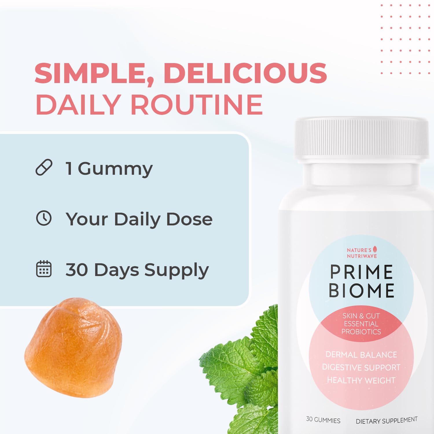 Nature’s NutriWave PrimeBiome Probiotic Gummies – Plant-Based Blend with Inulin, Lion’s Mane, Ginger & More– Non-GMO, No Stimulants, GMP Certified – 30 Gummies, 6 Month Supply Nature’s NutriWave Au supplements
