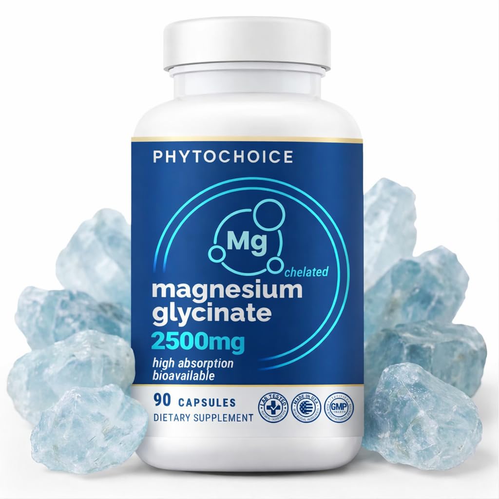 Magnesium for Sleep & Recovery – High Potency 2500mg Magnesium Glycinate for Men & Women, Chelated for High Absorption, Supports Deep Rest, Nerve & Muscle Recovery, Made in USA, 1 Month Supply PHYTOCHOICE Au supplements