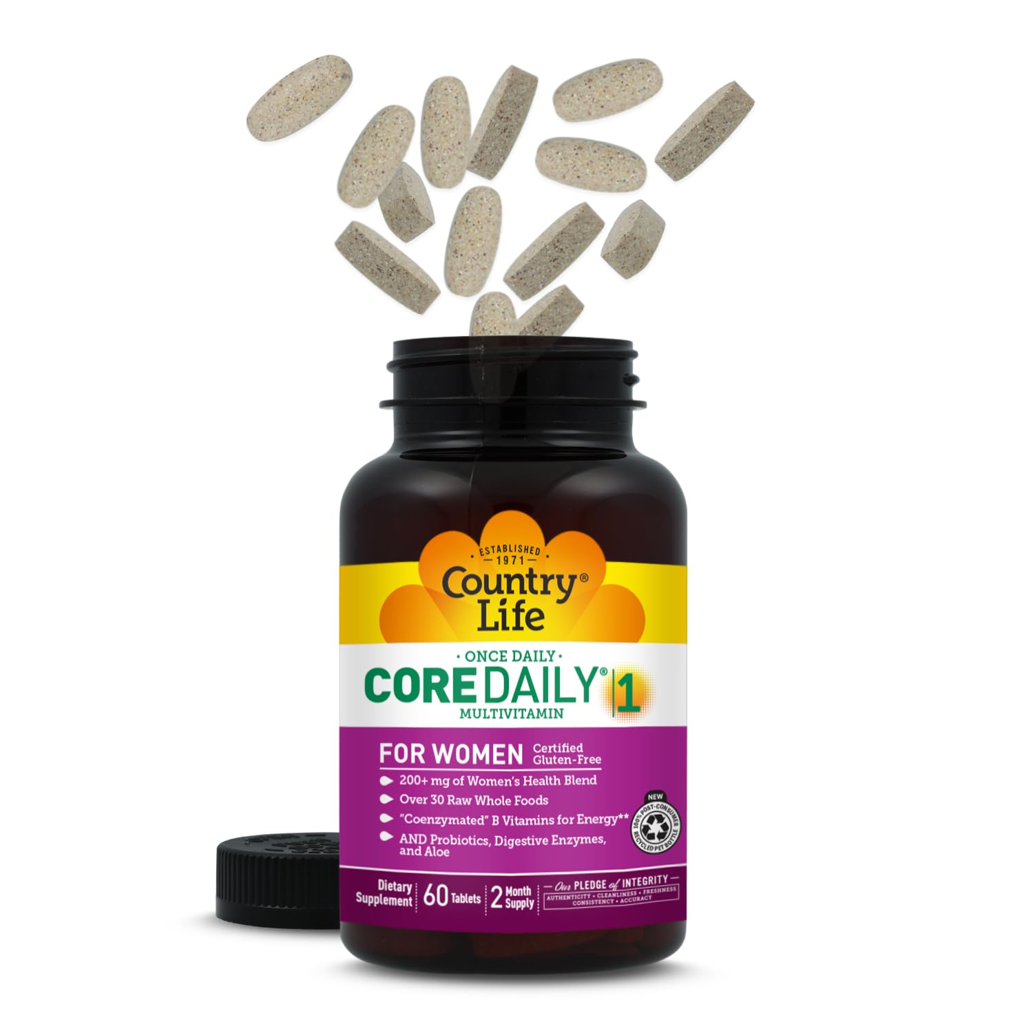 Country Life Women’s Core 1 Daily Multivitamin with Iron, Cranberry, Probiotics, and Digestive Enzymes-Certified Gluten-Free Formula for Energy, Immune Support and Complete Digestive Health,60 Tablets Country Life Au supplements