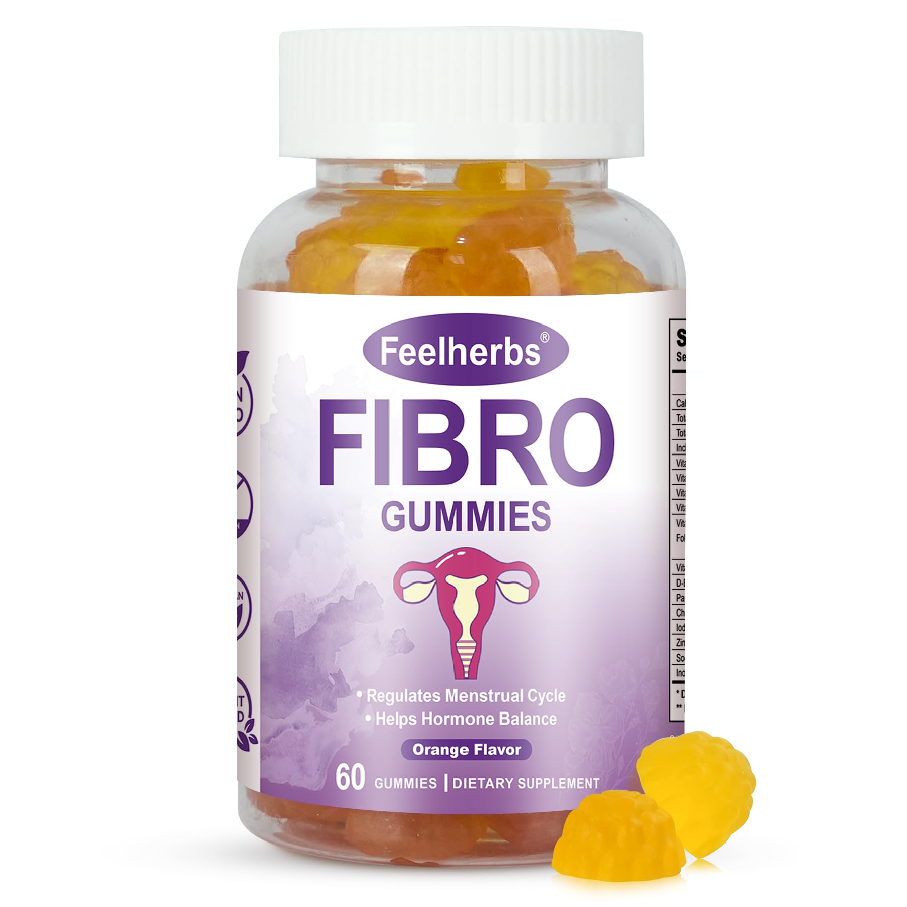 Fibro Gummies for Women Ovarian, Multivitamin Gummies for Hormone Balance, Ovarian Support Inositol Gummy with Vitamin A, E, and Minerals, 60 Count Feelherbs Au supplements