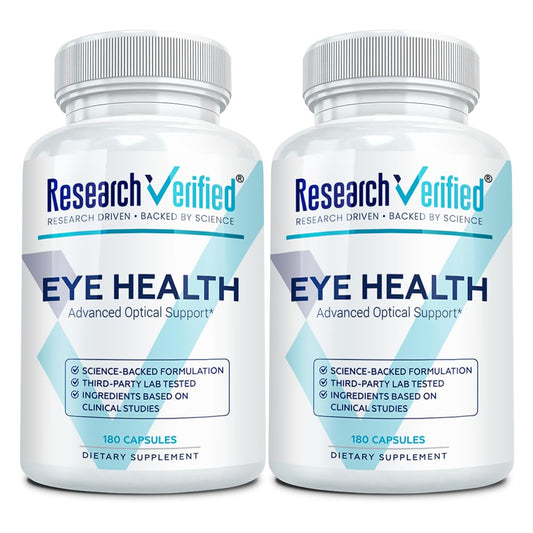 Research Verified Eye Health - Nourish and Protect Eyes and Vision, Support Healthy Retina, Improve Blood Supply to Eyes - Vitamins A, B, C, and E - 360 Capsules - 6 Month Supply - Made in The USA Research VerifiedAu supplements