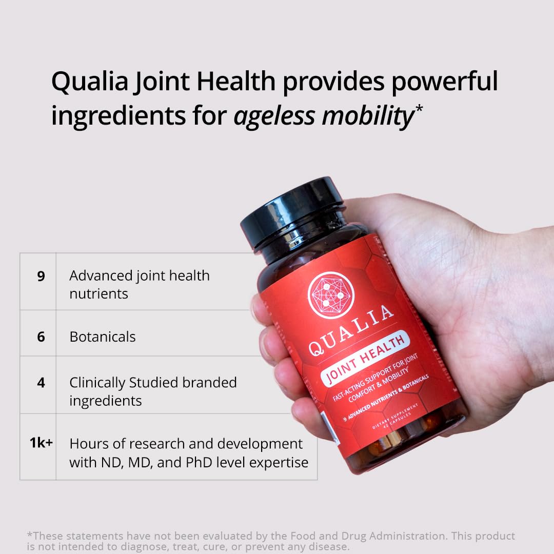 Qualia Joint Health 9 Advanced Joint Health nutrients: denatured Collagen, boswellia, tumeric, Boron, Ginger, L-carnitine. Cartilage Health, Tendon Strength, Healthy Joint Aging (1 Month Supply) QUALIA LIFE SCIENCES Au supplements