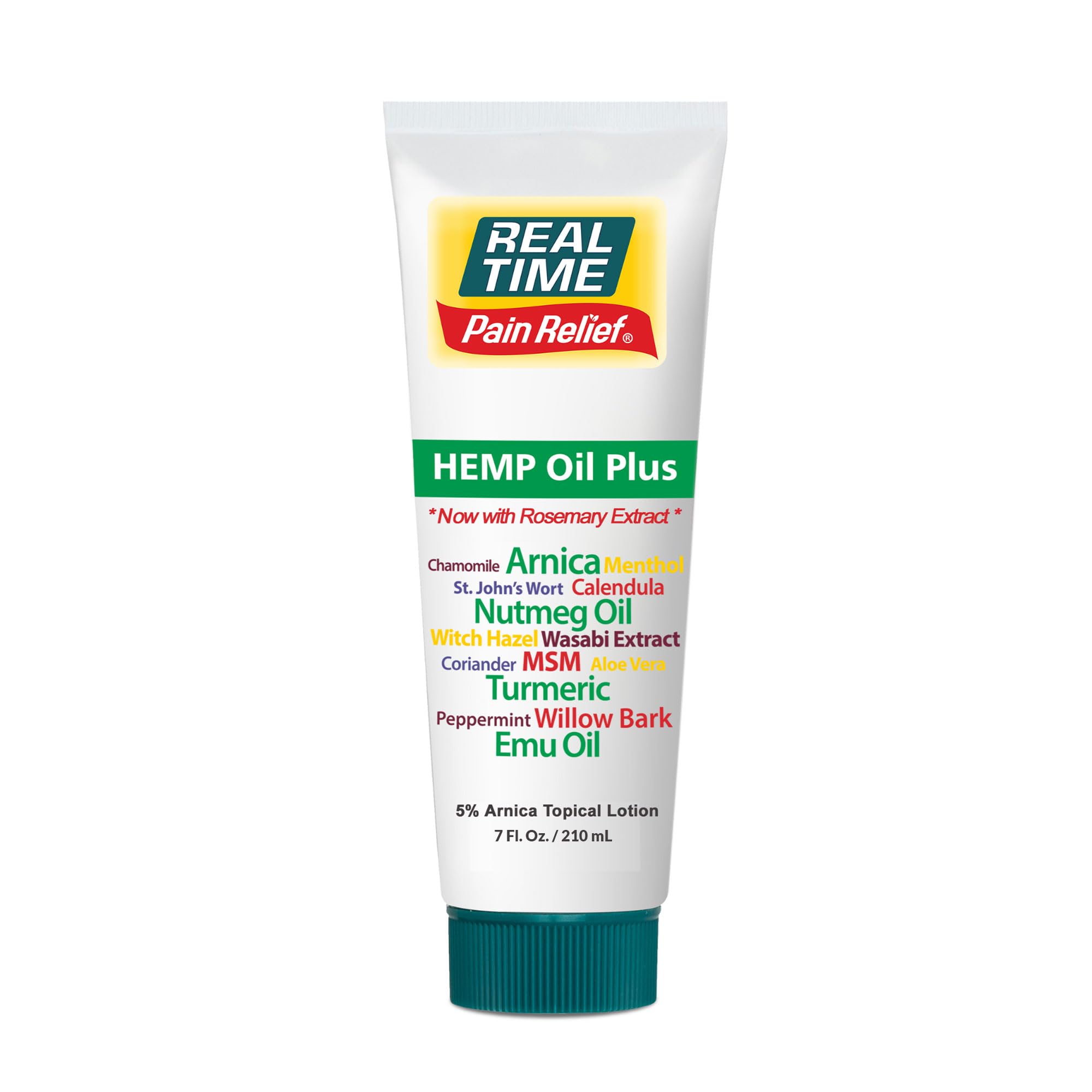 Real Time Pain Relief Hemp Oil Plus 7 oz Tube | 20 Natural Ingredients: 5% Arnica, Turmeric & More | Fast-Absorbing Lotion for Muscles, Hands, Feet, Ankles, Back, Shoulders & Knees Real Time Pain Relief Au supplements
