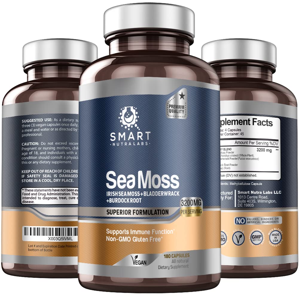 SMART NUTRA LABS Organic Sea Moss 3200MG Per Serving- 180 Vegan SMART NUTRA LABS Au supplements