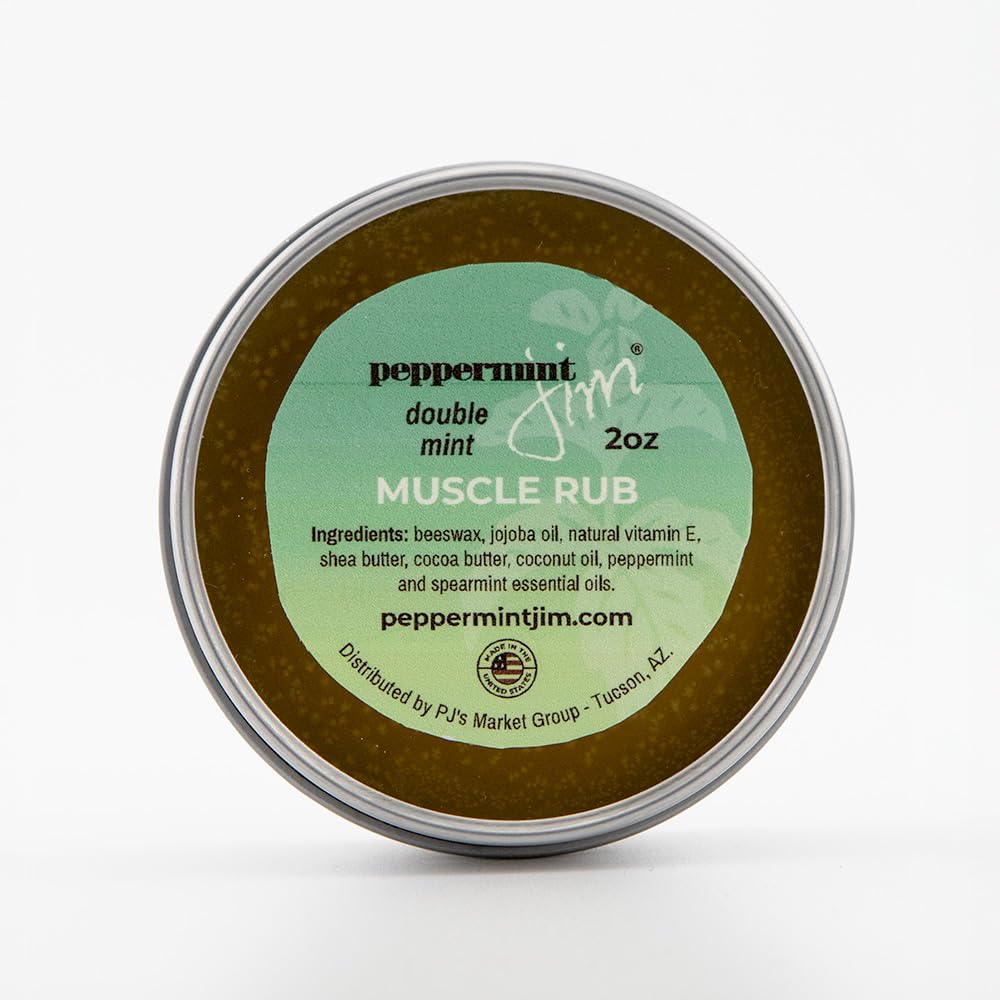 Peppermint Jim Double Mint Muscle Rub Balm 2oz, Fast Absorbing Cooling Relief Cream with Peppermint & Spearmint Oils, Non Greasy Soothing Balm for Sore Muscles, Back, Neck & Joints - Plant Based Peppermint Jim Au supplements