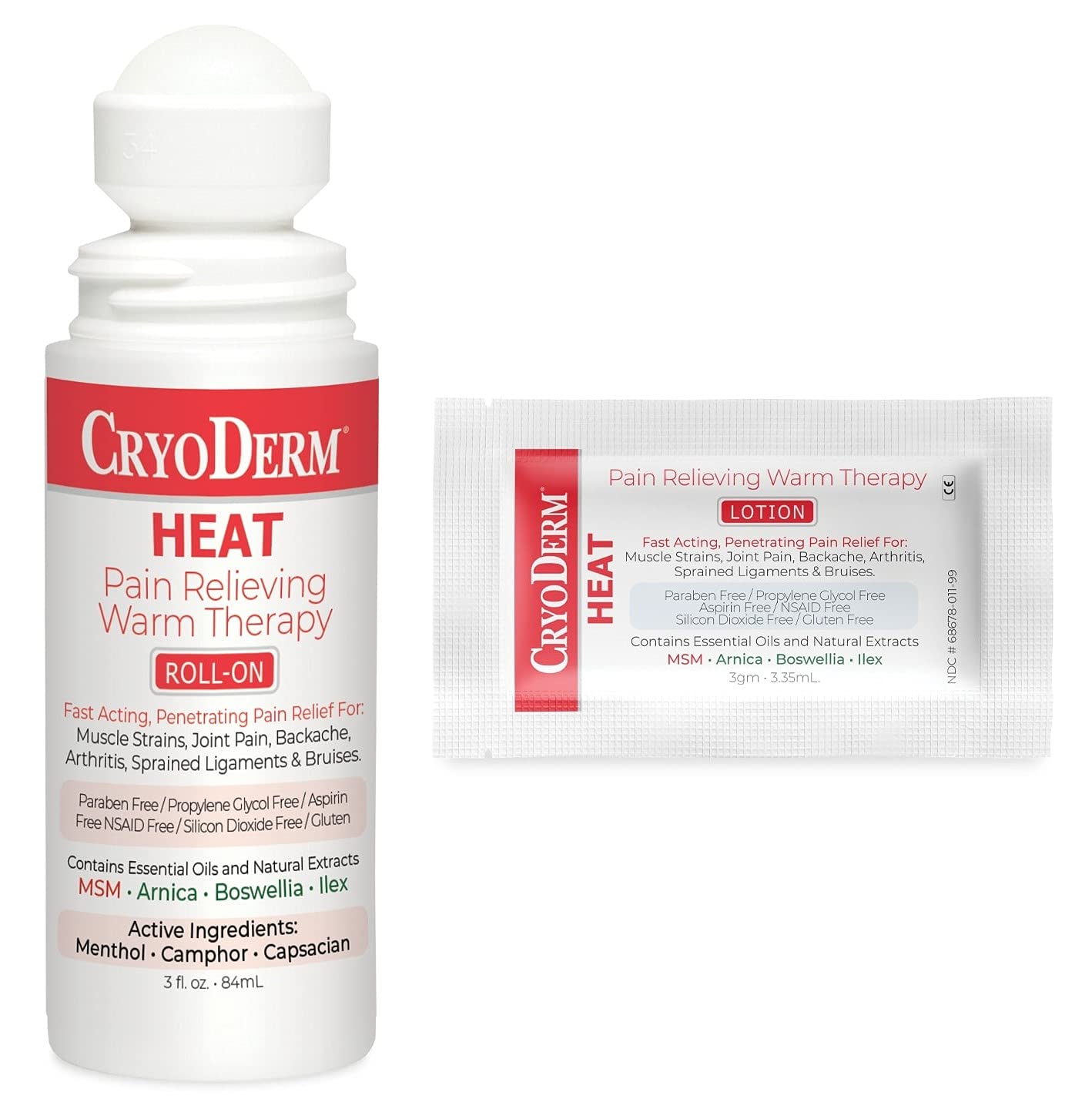 CryoDerm Combo Package Heat-Warm Therapy 3 oz Roll-On & 12 Packets CryoDerm Au supplements