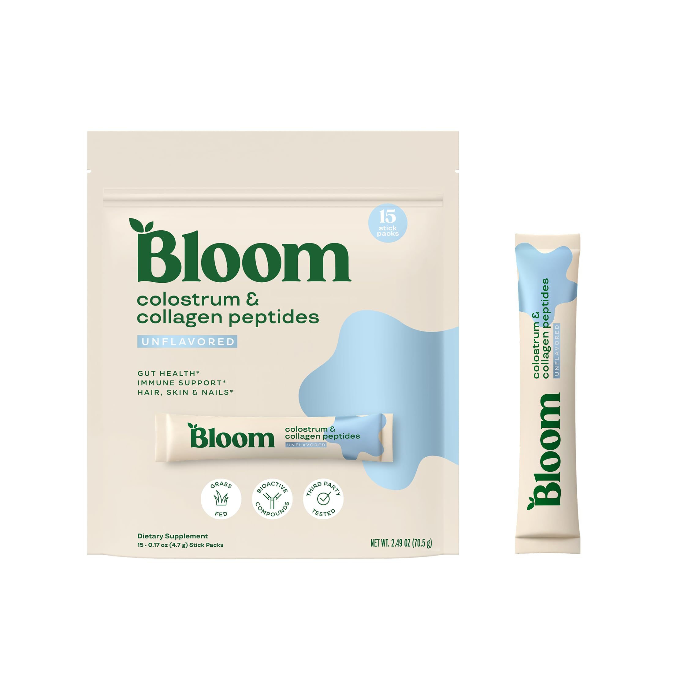 Bloom Nutrition Bovine Colostrum Powder Packet, Gut Health, Immune Support, Hair Growth & Beauty Supplement, Gluten Free, Sugar Free | Unflavored, 15 Servings Bloom Nutrition Au supplements