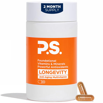 PS Longevity Supplement – Anti-Aging Multivitamin for Men & Women – Premium Methylated B Vitamins, CoQ10, NR, Urolithin A & Natural Antioxidants – Cellular Health, Energy & Memory – 2 Month Supply PS Au supplements