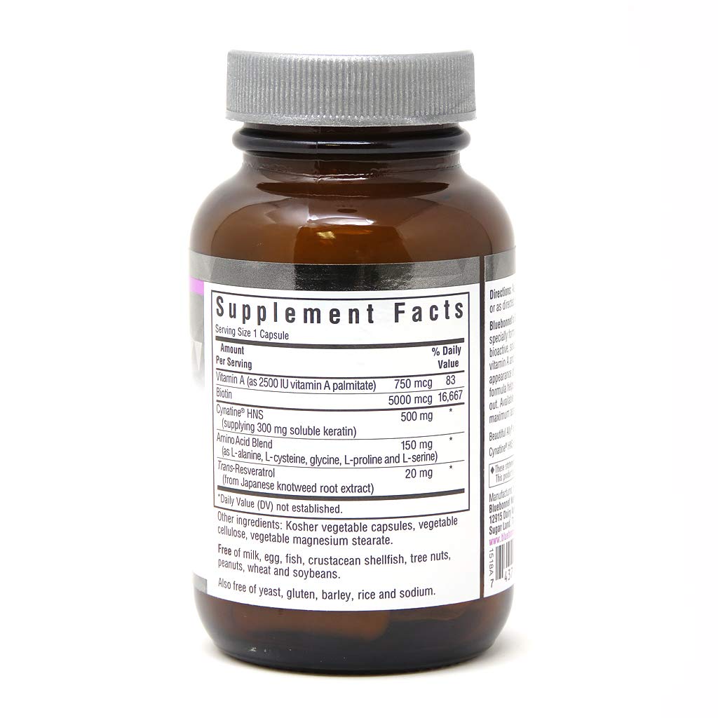 Bluebonnet Nutrition Beautiful Ally Keratin Care, Beauty Nutrient, Best for Hair, Strengthen and Revitalize Hair*, Non GMO, Gluten Free, Soy Free, Milk Free, 30 Vegetable Capsules, 30 Servings BlueBonnet Au supplements