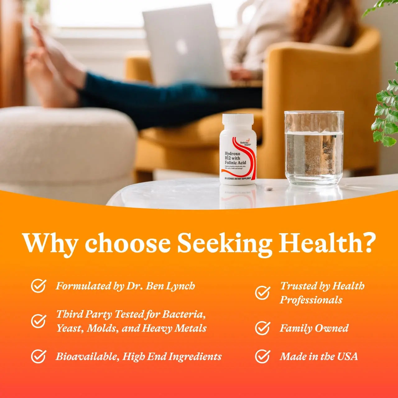 Seeking Health Hydroxo B12 with Folinic Acid - Supplement with Non-Methylated Form of Folate Seeking Health Au supplements