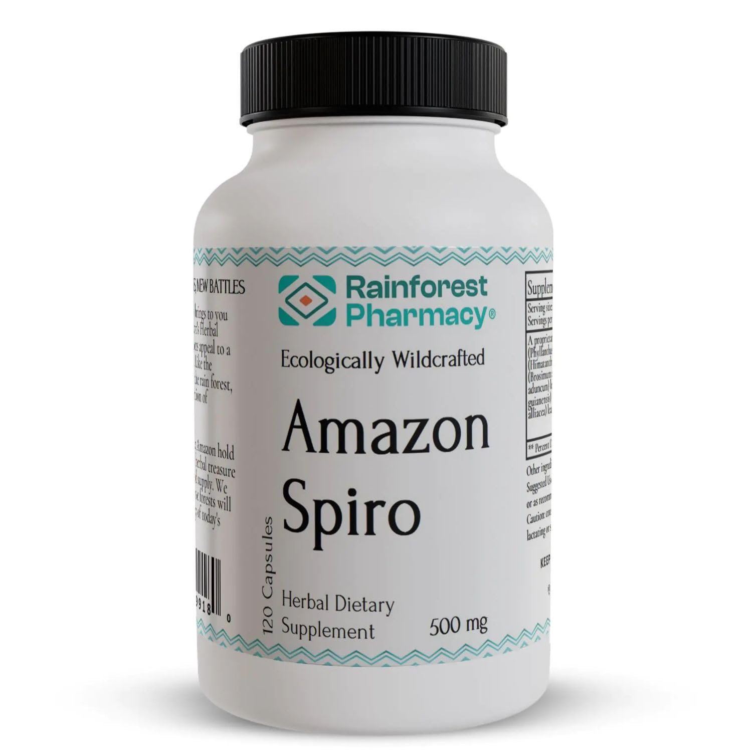 Rainforest Pharmacy Spiro Natural Herbal Supplement| 120 Vegetarian Capsules, 500 mg | Ecologically Wildcrafted Chanca Piedra & 5 Amazon Rainforest Herbs | Non-GMO Rainforest Pharmacy Au supplements