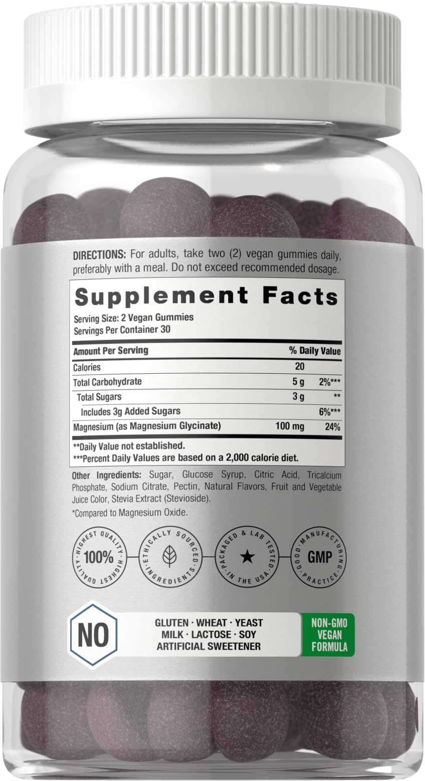 Horbäach Magnesium Glycinate Gummies | 60 Count | Sour Grape Flavor | High Absorption | Vegan, Non-GMO, Gluten Free Horbäach Au supplements