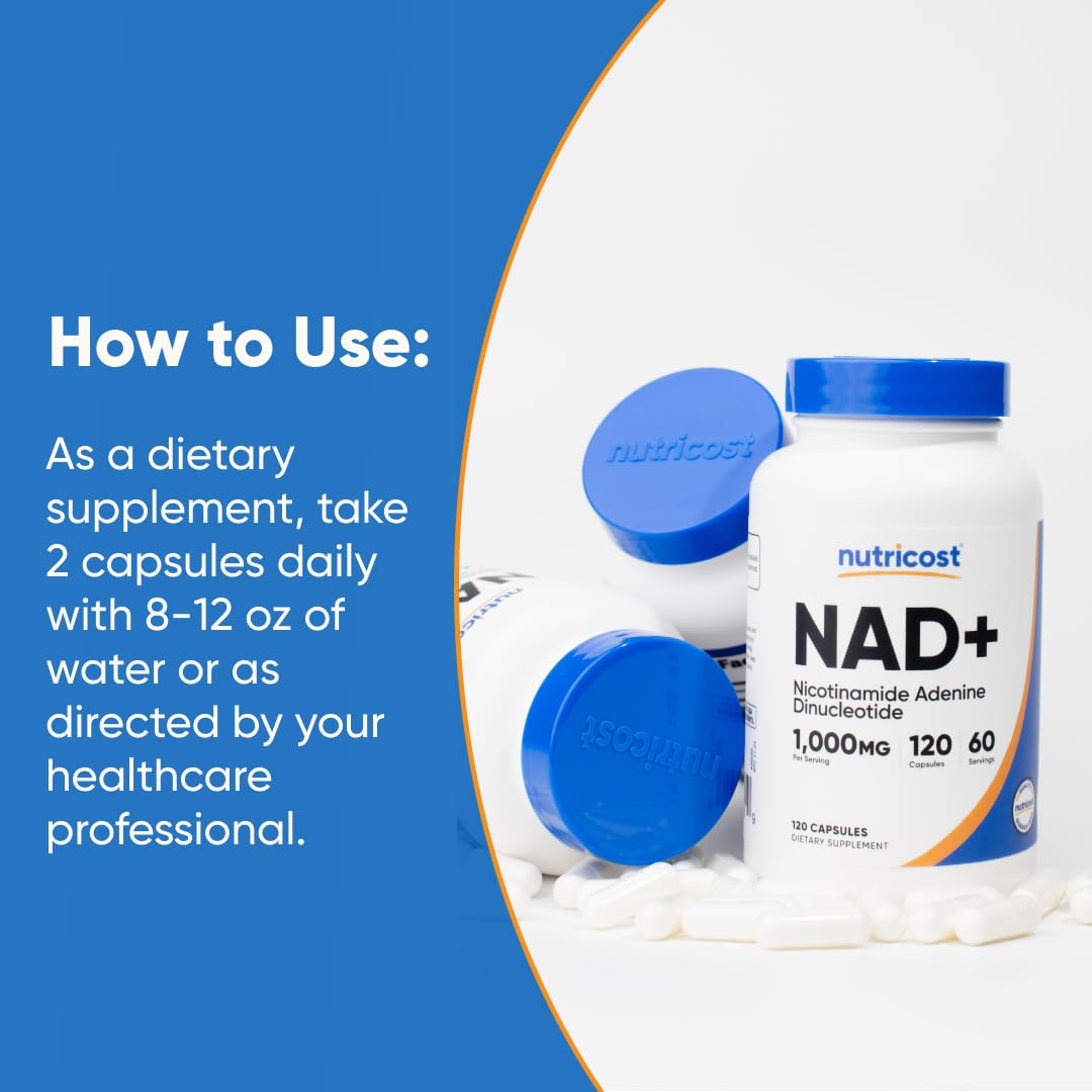 Nutricost NAD+ Supplement 1,000mg per Serving,120 Capsules (Nicotinamide Adenine Dinucleotide) - 60 Servings, Gluten-Free, Vegan Nutricost Au supplements