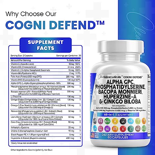 Alpha GPC Choline 300mg Phosphatidylserine 3000mg Bacopa Monnieri Clean Nutraceuticals Au supplements