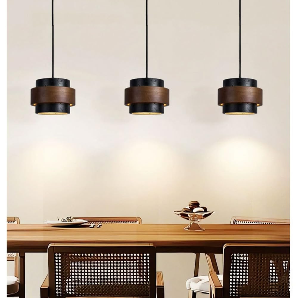JIANGXMF Nordic Natural Travertine Pendant Light Wabi-sabi Stone Chandelier Retro Industry Hanging Ceiling Lamp for Bedroom Bedside Study Dining Table Lighting (Black) JIANGXMF Au supplements