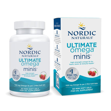 Nordic Naturals Ultimate Omega Minis, Strawberry Flavor - 60 Minis Soft Gels - 1120 mg Omega-3 - High-Potency Fish Oil Supplement - EPA & DHA - Promotes Brain & Heart Health - 30 Servings Nordic Naturals Au supplements
