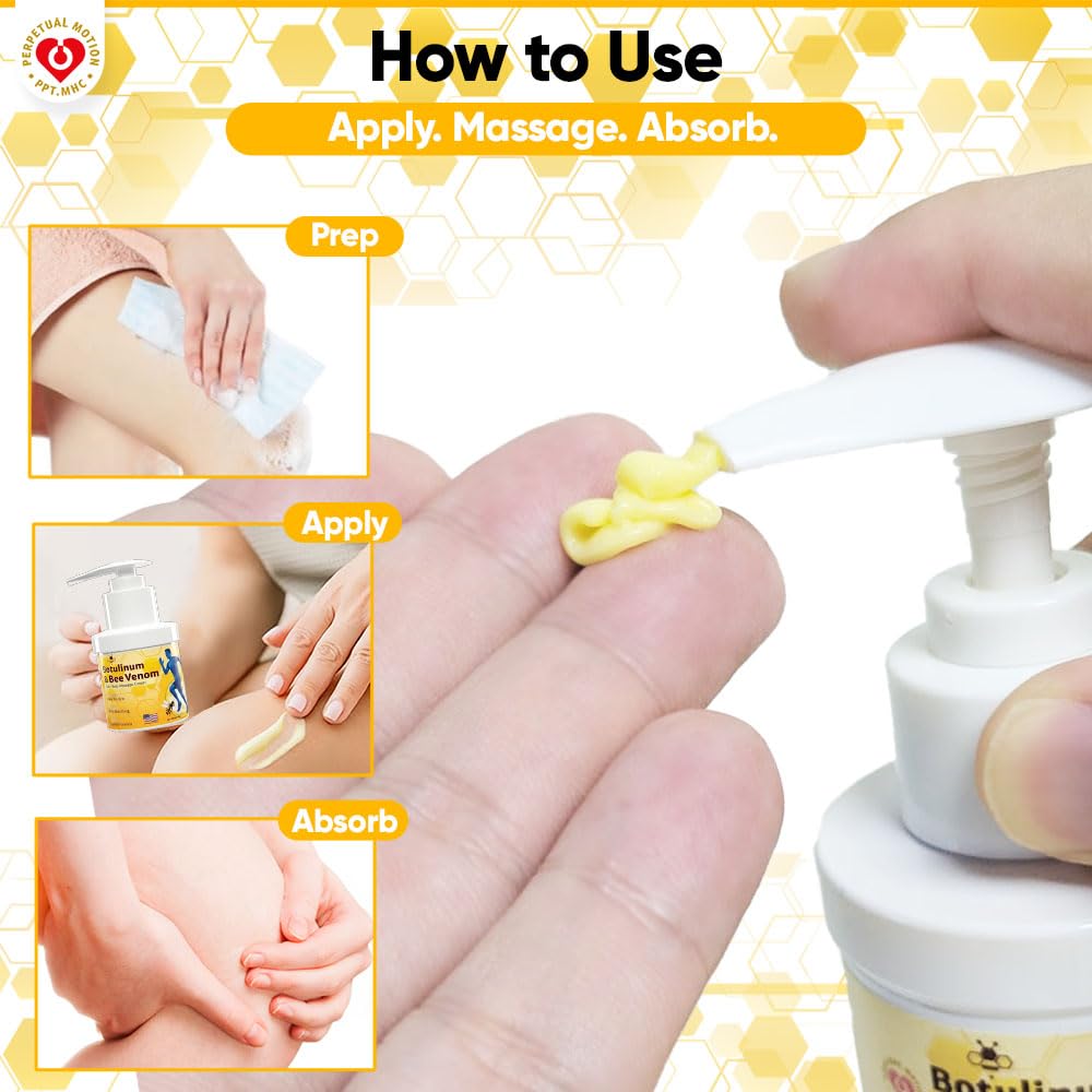PPT.MHC Bee Venom Warming Cream with Pump - Massage Body Rub with Ginger, Peppermint & Black Pepper - Premium Bee Venom Lotion for Back, Legs & Feet - Everyday Non-Greasy 3.5oz Cream PPT.MHC Au supplements
