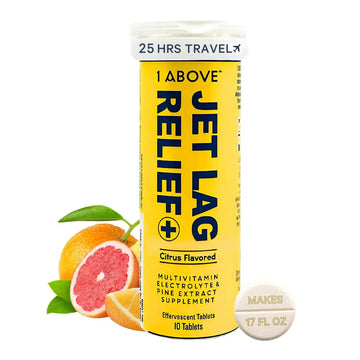 1Above Jet Lag Relief Tablets - Citrus-Flavored Effervescent Multivitamin with Pycnogenol Travel Supplement for Hydration, Energy 1ABOVE Au supplements