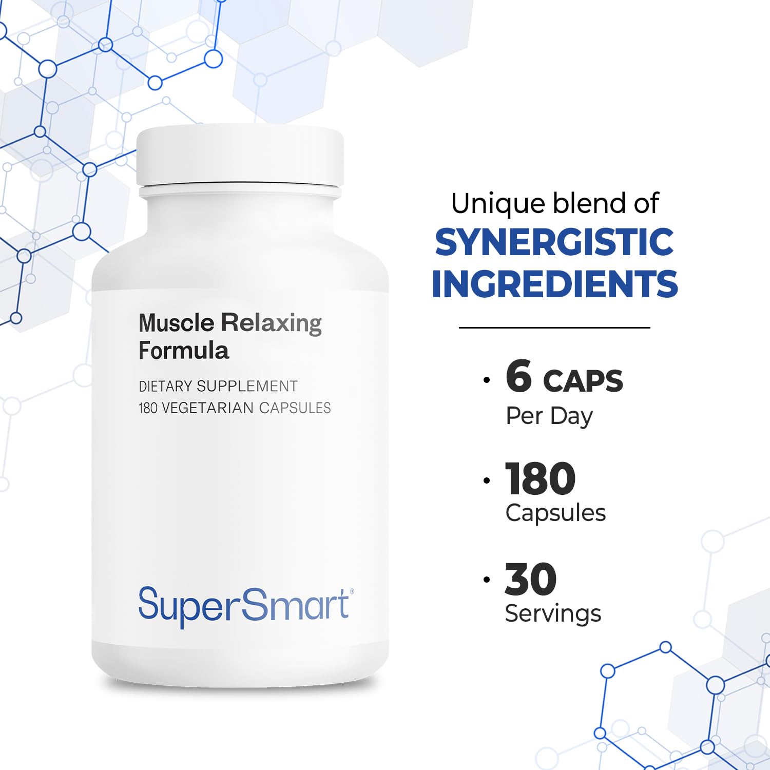 Supersmart - Muscle Relaxing Formula (Advanced Complex) - with Magnesium, Calcium, Vitamin E, Plants Extracts | Non-GMO & Gluten Free - 180 Vegetarian Capsules Supersmart Au supplements
