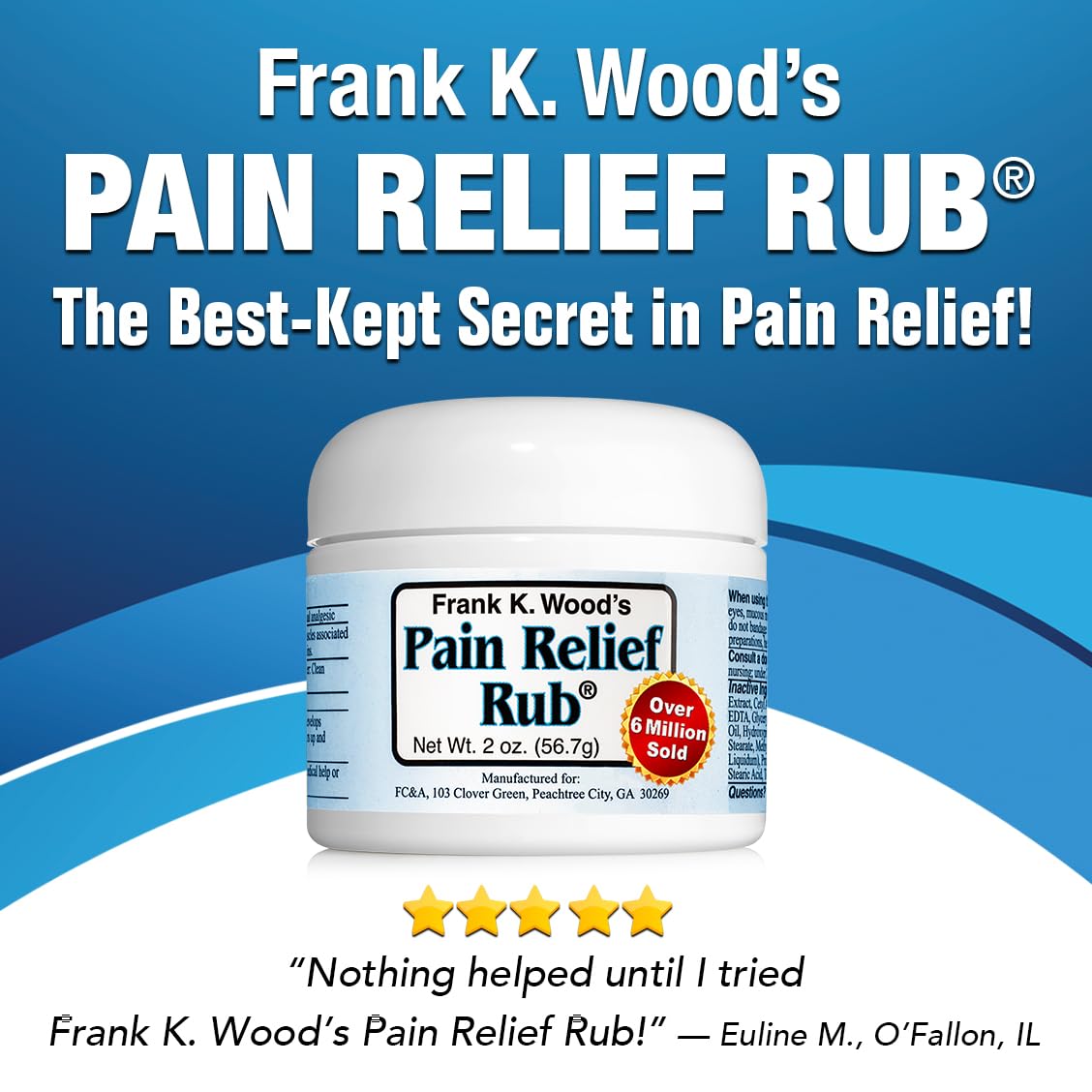 FRANK K. WOOD'S PAIN RELIEF RUB-2 oz (3 Jars) FRANK K. WOOD'S PAIN RELIEF RUB Au supplements
