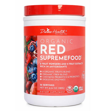 Dr. Colbert, MD Organic Red Supremefood | Berry Flavored Blend | by Divine Health | 10 Organic Fruits | Probiotics | Enzymes | Herbs | Fiber | Antioxidants | Non-GMO | 30 Day Supply | 180g Divine Health Au supplements