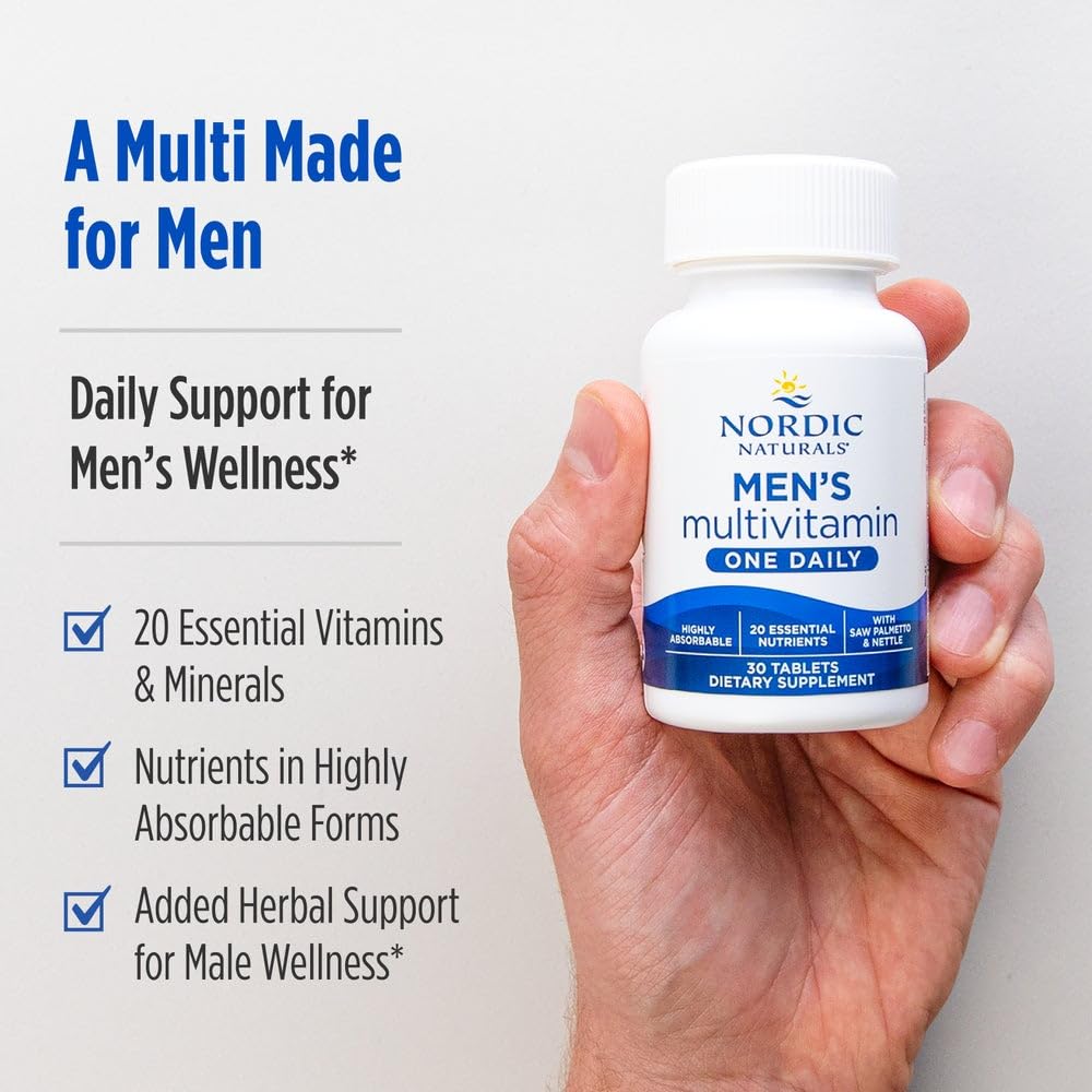 Nordic Naturals Men’s Multivitamin One Daily - Bone, Energy, & Blood-Vessel Support - Immunity Supplement - 20 Essential Nutrients - 30 Tablets - 30 Servings Nordic Naturals Au supplements