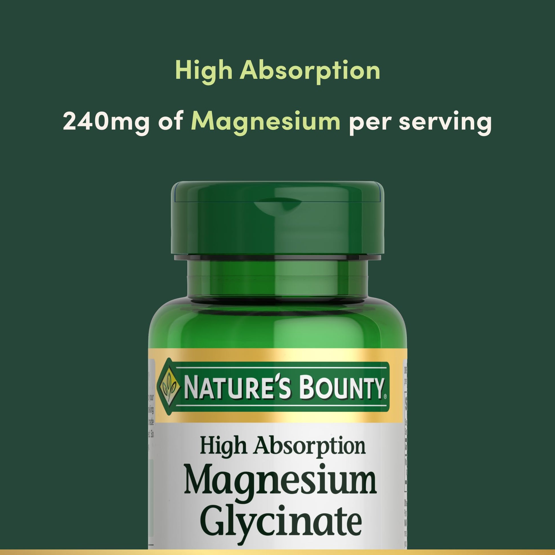 Nature’s Bounty High Absorption Magnesium Glycinate 240 mg for Supporting Muscle Relaxation and Bone, Heart & Nerve Health – Non-GMO, Gluten-Free, Vegetarian, 120 Count/60 Servings Nature's Bounty Au supplements