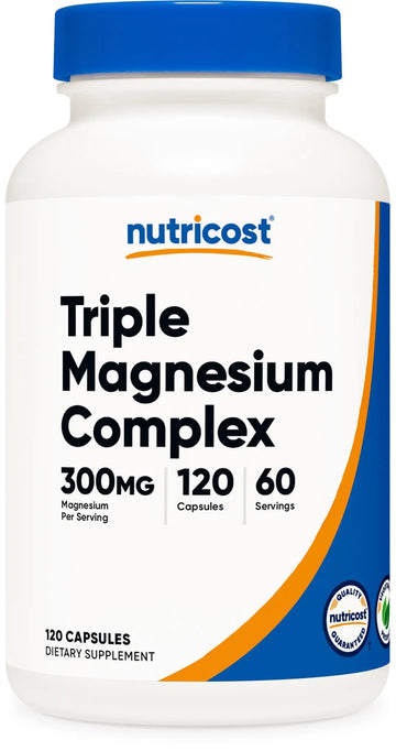 Nutricost Triple Magnesium Complex (300mg, 120 Capsules) - from Di-Magnesium Malate, Bisglycinate and Citrate, 60 Servings Nutricost Au supplements