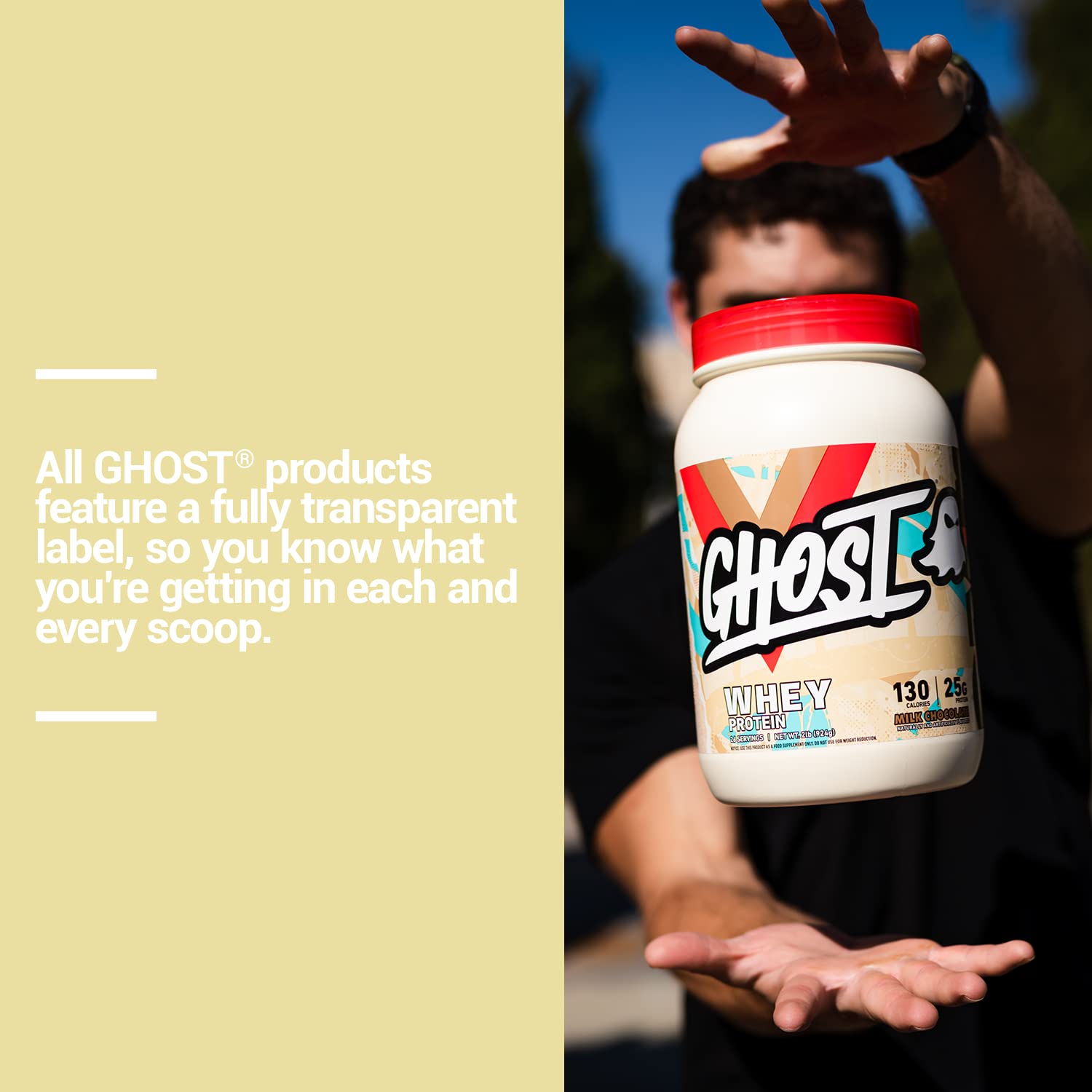 GHOST Whey Protein Powder, Milk Chocolate - 2LB Tub, 25G of Protein - Flavored Isolate GHOST Au supplements