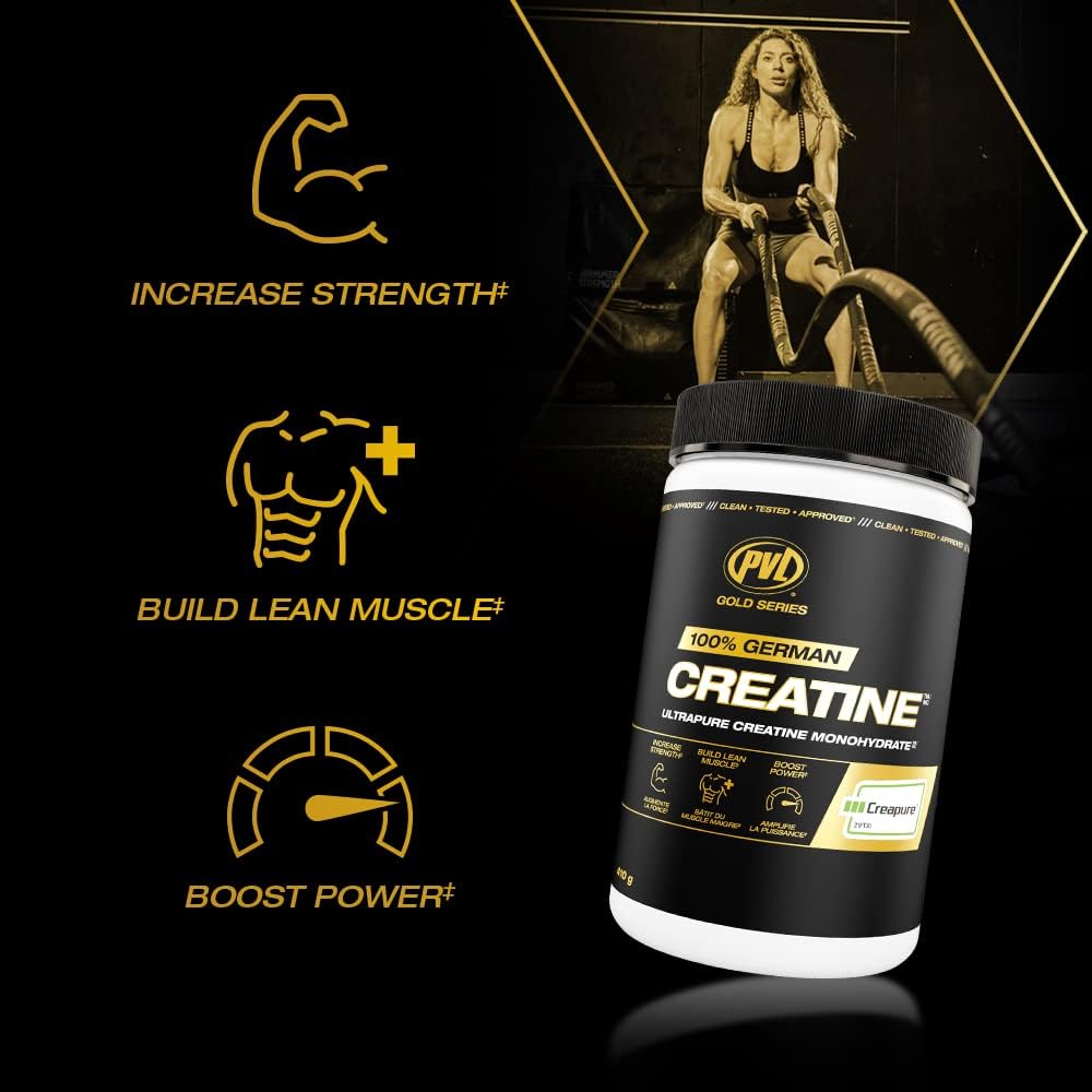 PVL Creapure Creatine – 100% Pure German Creatine Monohydrate Powder-Pharmaceutical Grade Muscle Building Supplement for Strength Training, Pre Workout & Post Workout Protein Support–410g 82 Servings PVL Au supplements