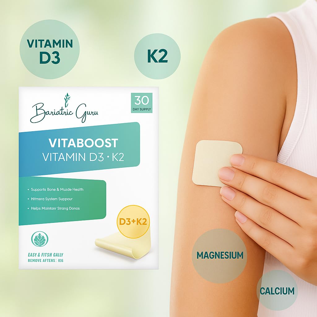 Bariatric Guru VitaBoost Supplement Patch — Vitamin D3, K2, Magnesium & Calcium Citrate Transdermal Topical Patch for Bone, Muscle & Immune Support — 30 Patches Bariatric Guru Au supplements