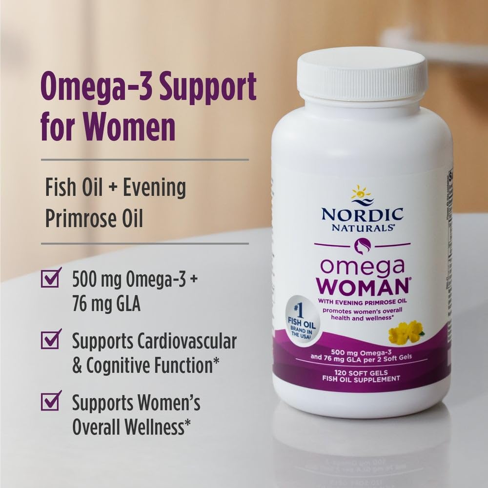 Nordic Naturals Omega Woman, Lemon - 120 Soft Gels - 500 mg Omega-3 + 800 mg Evening Primrose Oil - Healthy Skin & Optimal Wellness - Non-GMO - 60 Servings Nordic Naturals Au supplements