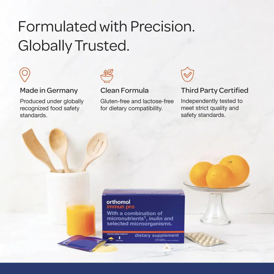 Orthomol Immun Pro, Immune Support & Gut Health Powder & Capsules for Adults with Probiotics, Prebiotics, Fiber, Vitamin C, Zinc, Selenium, Iodine, Vitamin D, E, A,B, Calcium (30 Day Supply) Orthomol Au supplements