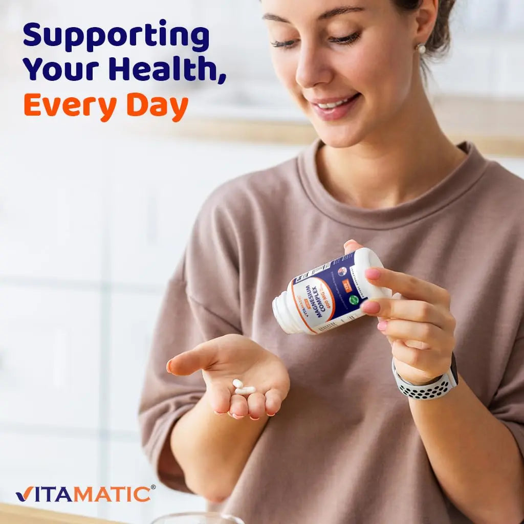 Vitamatic Magnesium Complex, 400mg Elemental MG (as Bisglycinate, Citrate, Taurate, Malate, Aspartate, Oxide, Gluconate, Lysinate Glycinate, Orotate, Succinate) - 120 Capsules per Pack - 2 Pack Vitamatic Au supplements