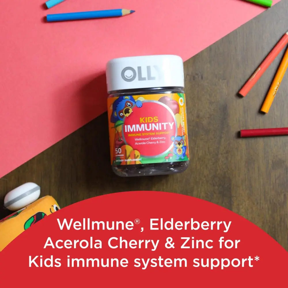 OLLY Kids Immunity Gummy, Immune Support, Wellmune, Elderberry, Vitamin C, Zinc & Kids Multivitamin Gummy Worms, Overall Health and Immune Support, Vitamins and Minerals A, C, D OLLY Au supplements
