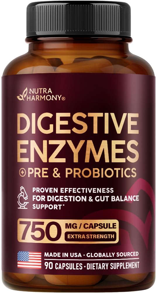 Digestive Enzymes for Women - Multi Digestive Enzymes | Papaya | Bromelain | Probiotic & Prebiotics - Gut & Digestion Support, Bloating Relief - Vegan, Lab Tested - Made in USA - 90 Capsules, One/Day NUTRAHARMONY Au supplements