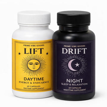 Prime Vibe Goods Lift & Drift – Energy & Stress Support Supplement – Adaptogens for Focus, Relaxation & Sleep – Ashwagandha, Magnesium, Rhodiola, GABA, Maca – Vegan (2-Pack, 120 Capsules) Prime Vibe Goods Au supplements
