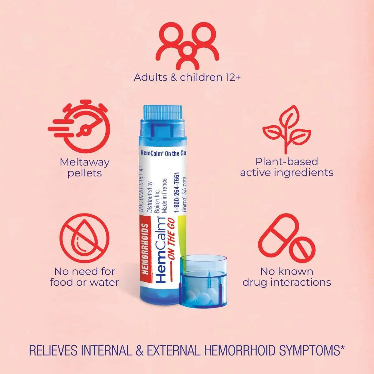 Boiron HemCalm On The Go Travel Essential for Hemorrhoid Relief of Pain, Itching, Swelling or Discomfort - 2 Count (160 Pellets) Boiron Au supplements