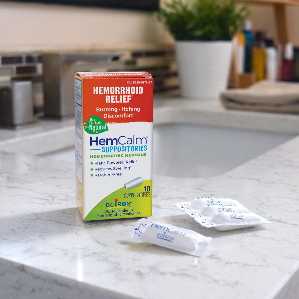 Boiron HemCalm Suppositories for Hemorrhoid Relief of Pain, Itching, Swelling or Discomfort - 10 Count (Pack of 2) Boiron Au supplements