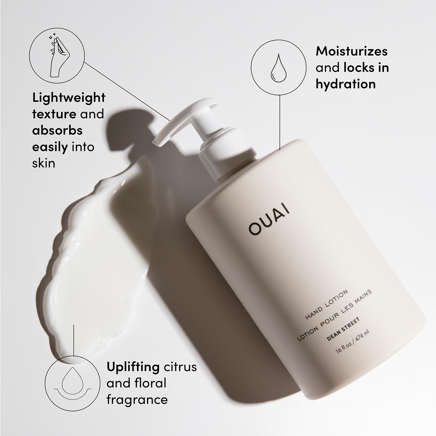 OUAI Hand Lotion - Daily, Lightweight, Hydrating Lotion for Dry Skin - Made with Avocado, Rosehip and Jojoba Oil to Lock in Moisture - Never Greasy (16 Fl Oz) OUAI Au supplements