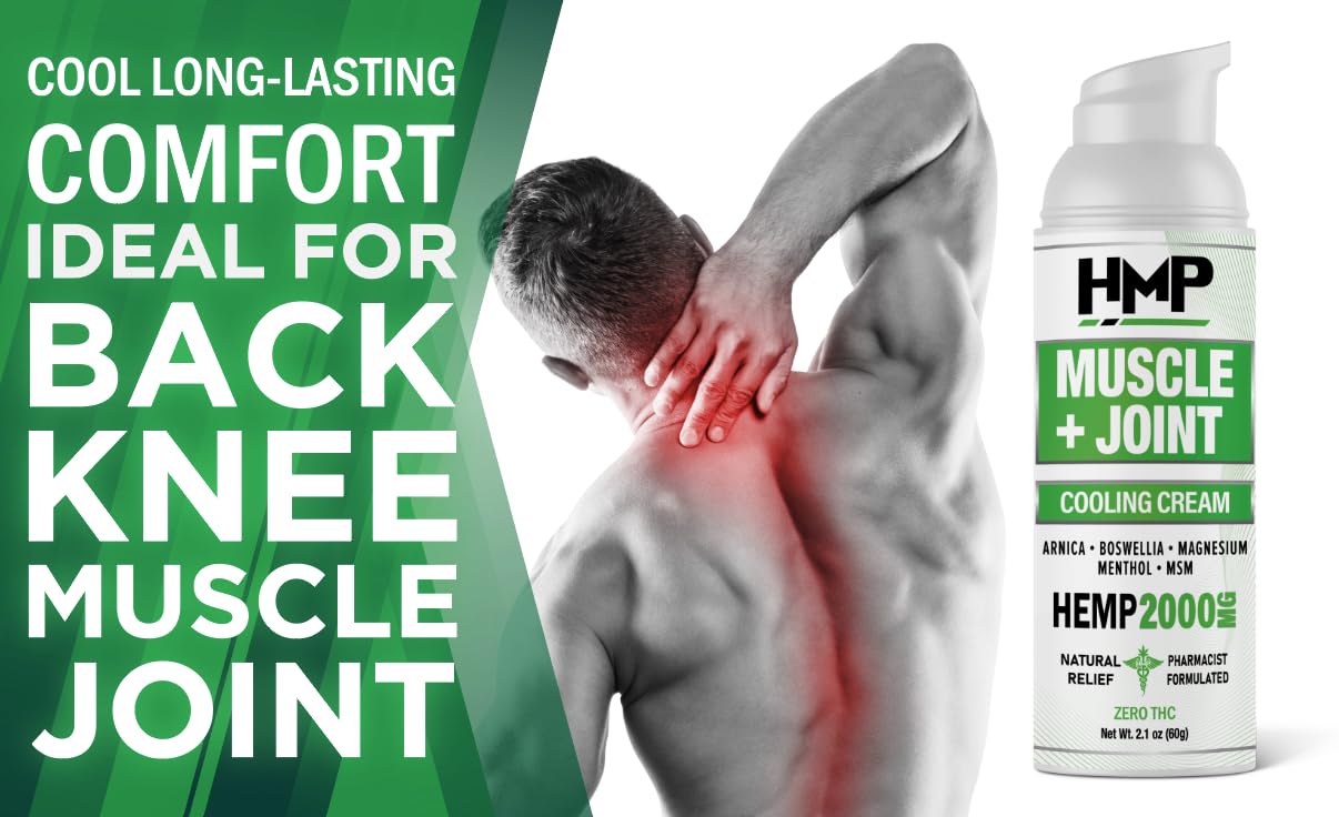 HMP BRANDS Hemp Cream Muscle & Joint Support 2000MG Hemp Discomfort Relief Formula w Menthol Ideal for Knee Muscle Joint Back Shoulder Elbow Maximum Joint Support, Natural Formula Made in USA 2.1oz HMP BRANDS Au supplements