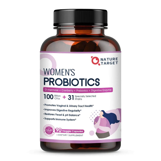 Probiotics for Women Digestive Health, 100 Billion CFUs Probiotic with Digestive Enzymes NATURE TARGETAU supplements