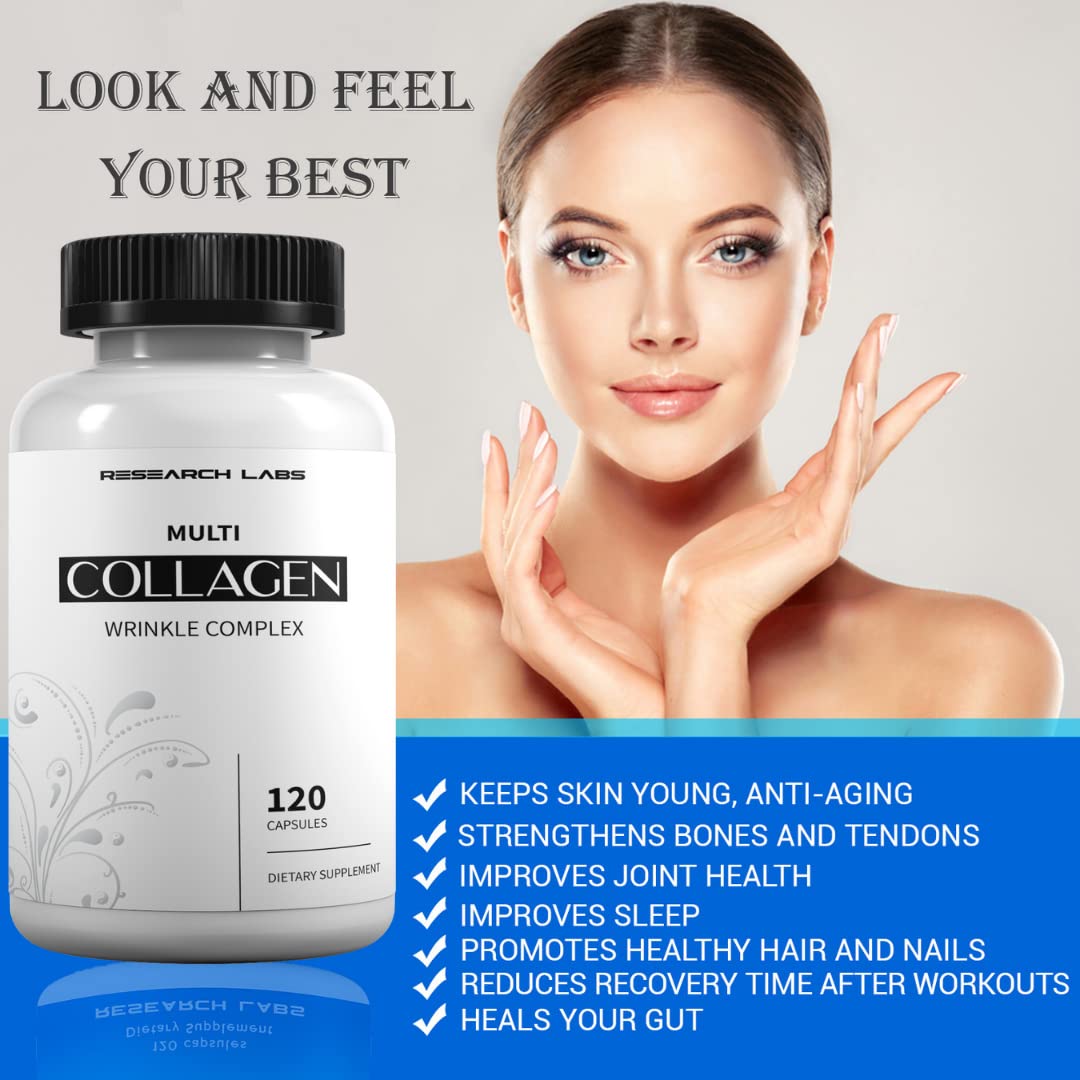 Research Labs 2 for 1 Promo 240 Collagen Pills - 6000 mg Per Day. Grass Fed Anti-Aging Support for Skin, Joints, Tendons, Bones, Hair and Nails. Paleo Friendly. Collagen Peptides Powder Supplement… Research Labs Au supplements