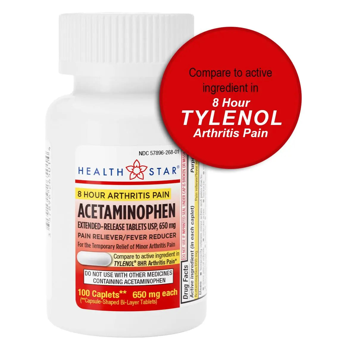 GeriCare Acetaminophen Extended-Release Arthritis 650mg Caplets, Pain Reliever, Arthritis Symptoms, Fever Reduction, 100 Count (Pack of 1) GeriCare Au supplements