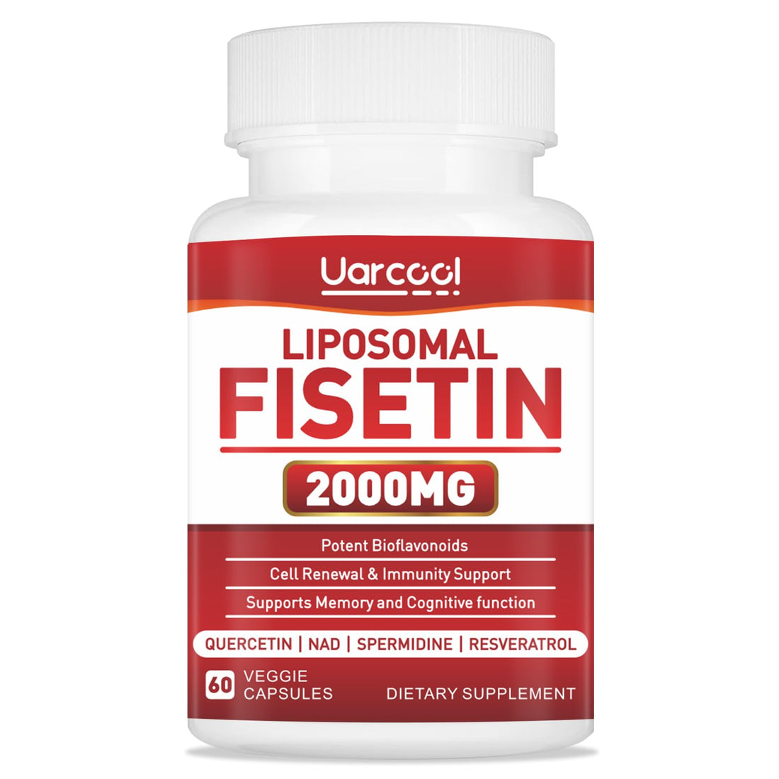Uarcool Fisetin Supplement 2000mg for Healthy Aging and Longevity, Skin Health, Brain - Soy Free, Vegetarian - 60 Softgels Uarcool Au supplements